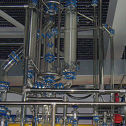 Glass condenser battery and phase separator